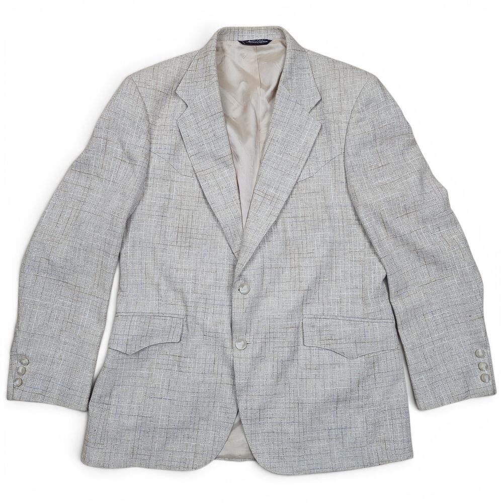 LARRY MAHAN Textured Woven Western Blazer Mens 40R VTG 80s USA Cowboy Ranchwear